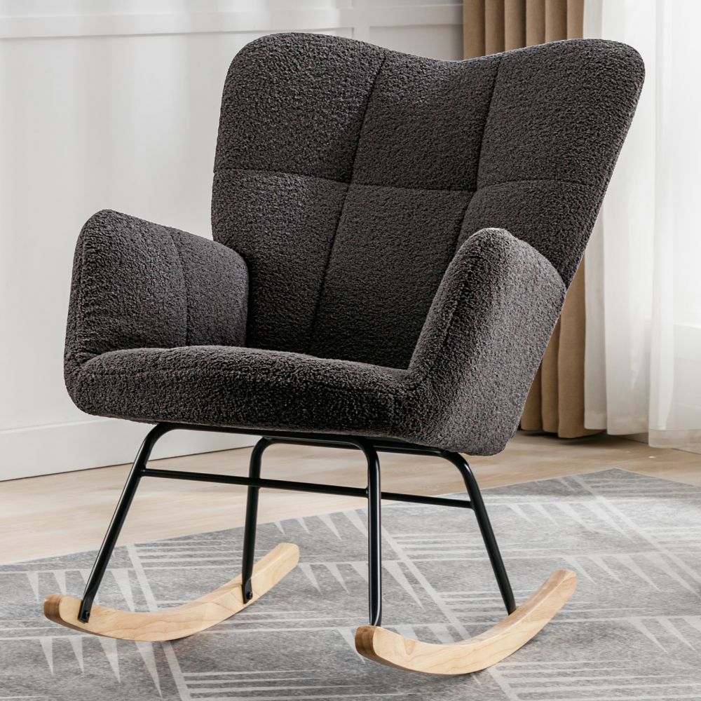 Mjkone Modern Teddy Fabric Glider Rocking Chair