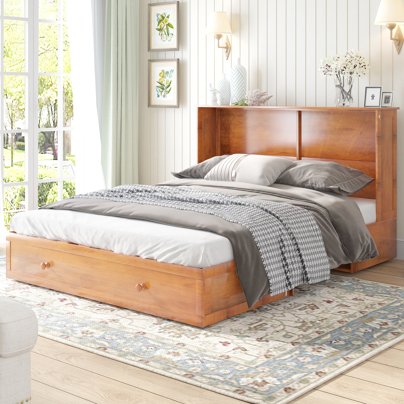 Mjkone Murphy Cube Cabinet Chest Bed with Drawer & Mattress