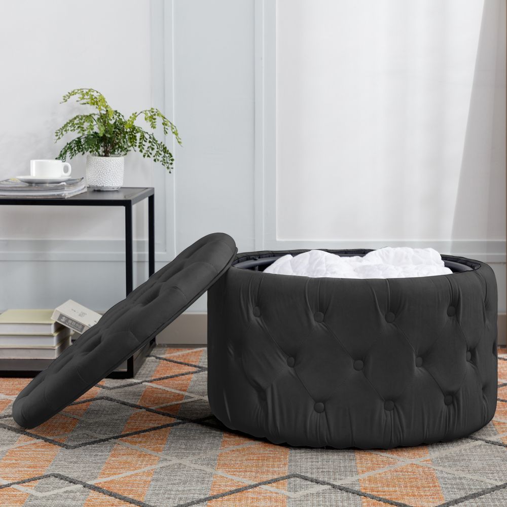 Mjkone Button Tufted Circular Ottoman with Storage
