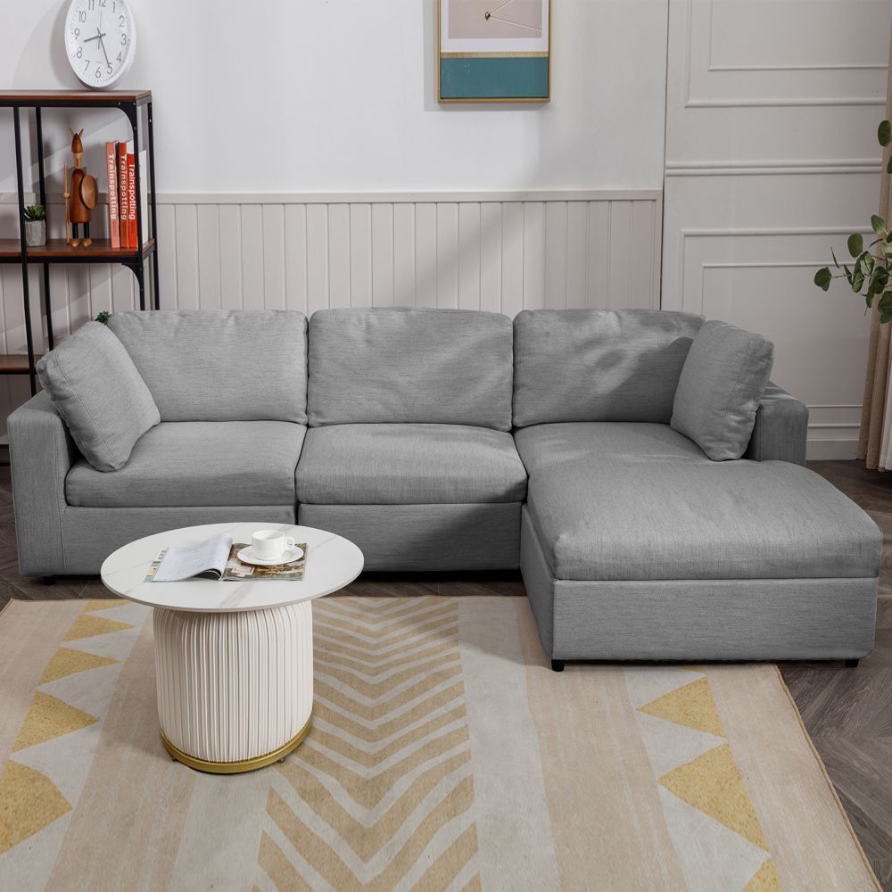 Mjkone 3-Seater Convertible Sectional Sofa with Lounge Chaise