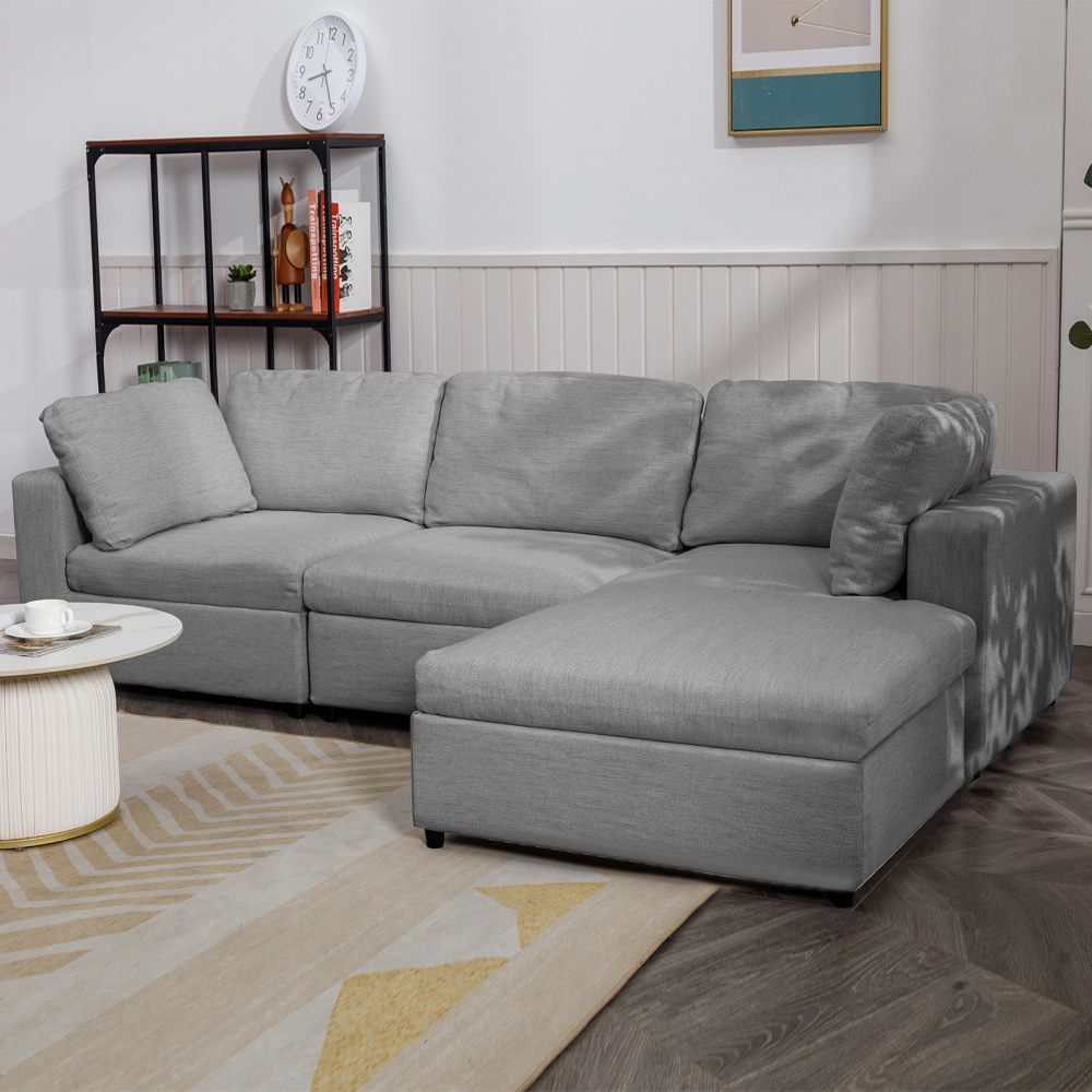 Mjkone 3-Seater Convertible Sectional Sofa with Lounge Chaise