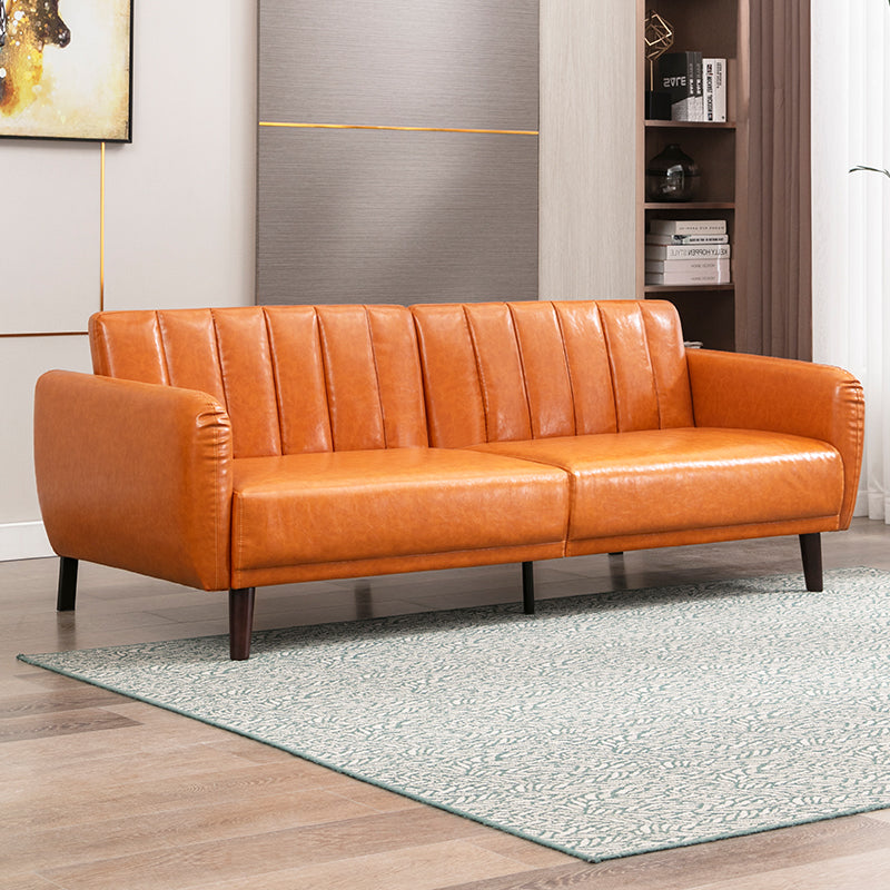 Mjkone Convertible Faux Leather Sleeper Sofa Couch Bed
