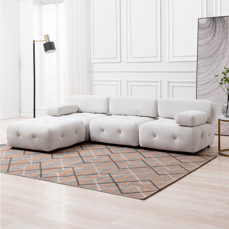 Convertible Sectional Sofa | Minimalist Velvet Couches with Reversible Chaise - Mjkonesectional sofa