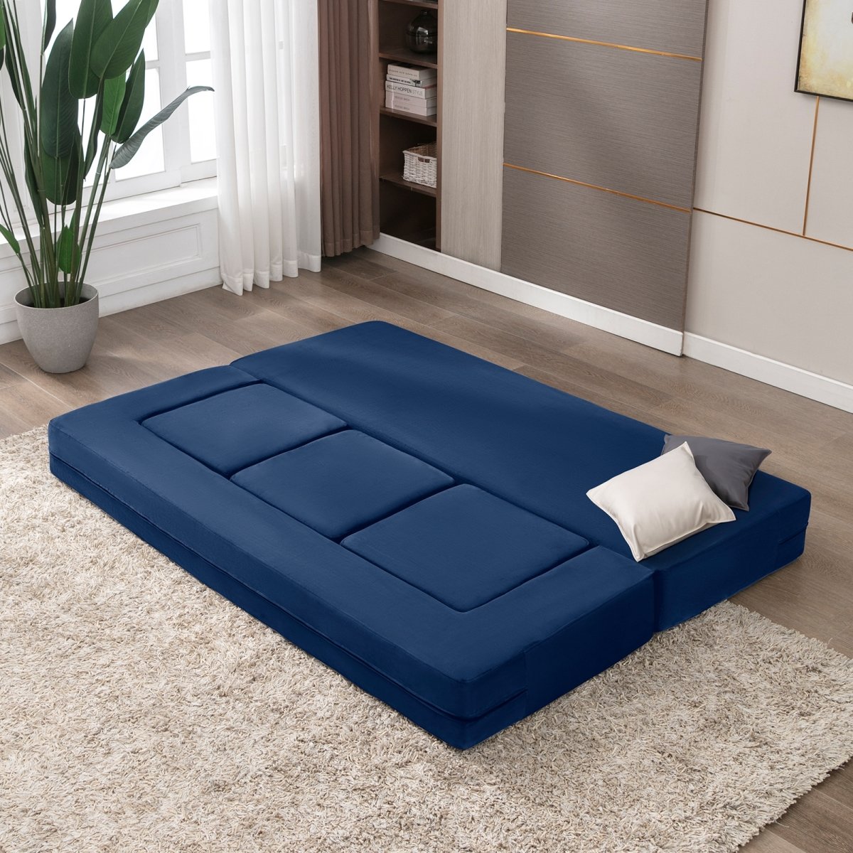 Couch Sofa Bed | Folding Convertible Sofa With Three Futon Ottomans - Mjkonesofa bed