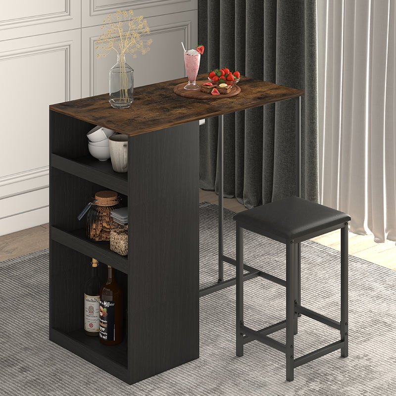 Dining Table Set | 3-Piece Dining Table Set with 2 chairs and 3 Storage Shelves - Mjkonetable