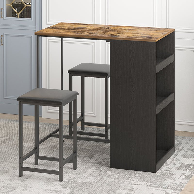 Dining Table Set | 3-Piece Dining Table Set with 2 chairs and 3 Storage Shelves - Mjkonetable