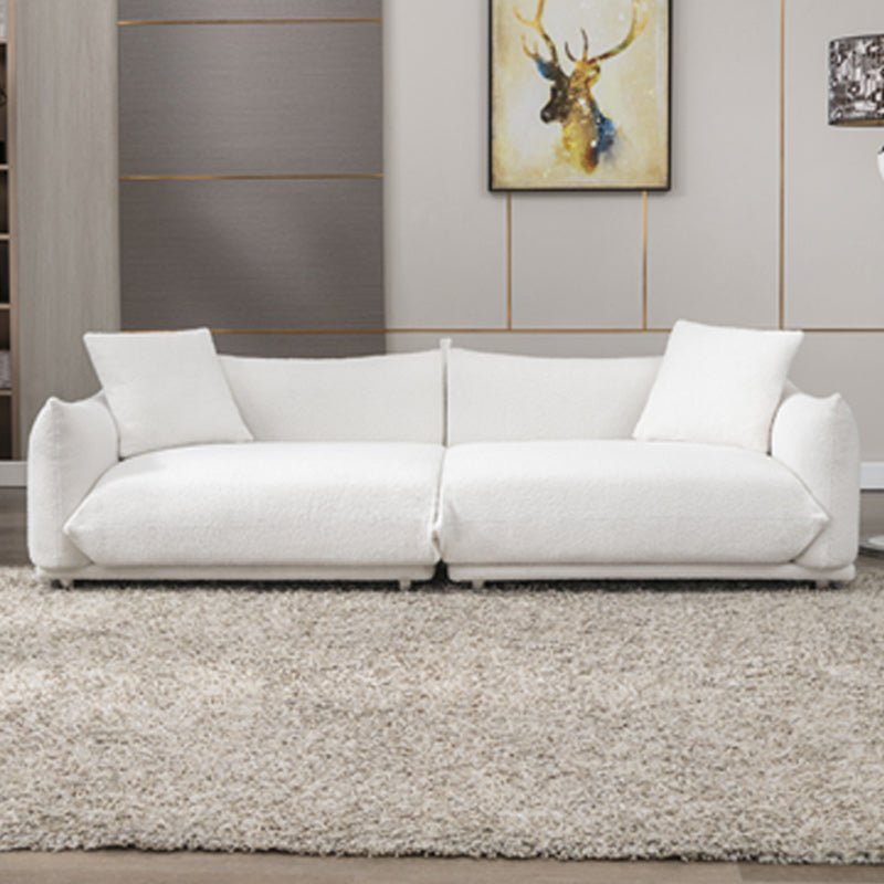 Loveseat | Mid Century Lambswool Comfy Sofa Couch Modern Cloud Chairs with 2 Pillows - Mjkonesofa