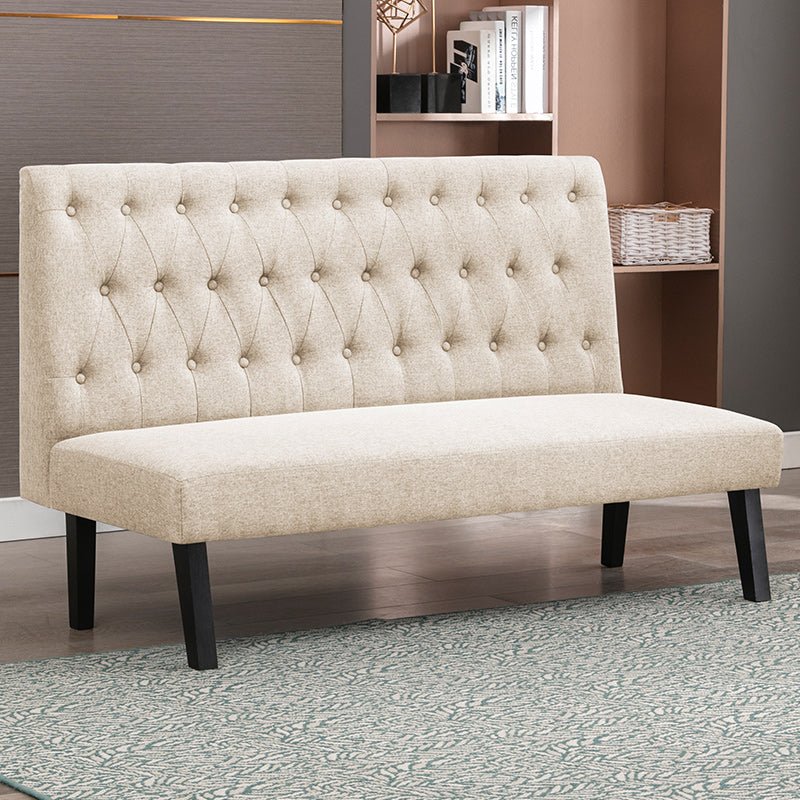Loveseat | Upholstered Linen Tufted Button Couch - Mjkonesofa