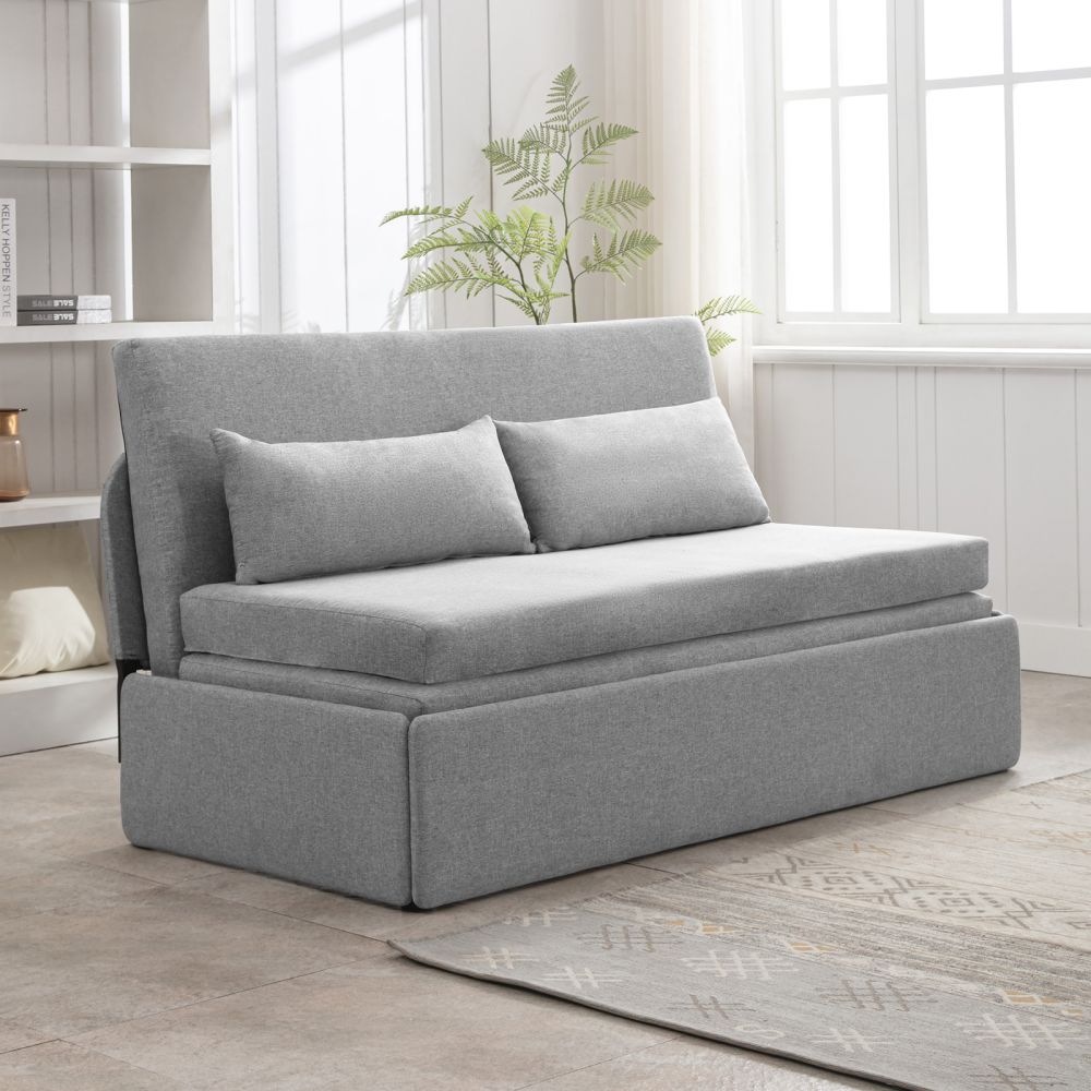 Mjkone 2 In 1 Pull Out Sofa Bed with Memory Foam Mattress - Mjkonesofa bed