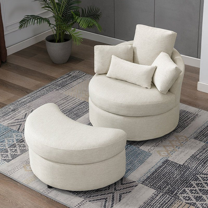 Recliner | Modern Swivel Barrel Lounge Chair with Ottoman and 3 Pillows - Mjkonechair