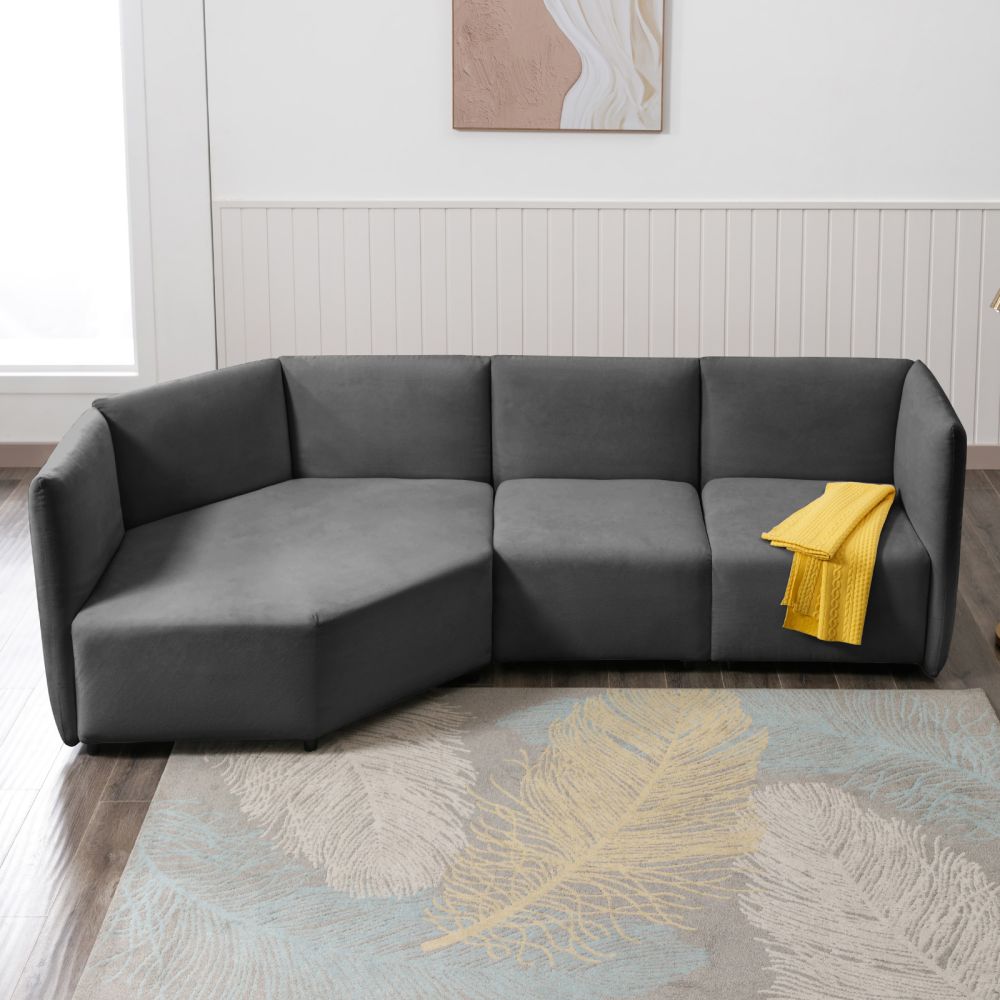 3-Piece Curved Sectional Sofa Free Combination Modular Sofa