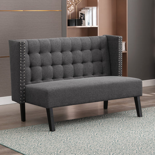 Mjkone Modern Settee Sofa Couch |Loveseat Bench Sofa Upholstered Diamond Shaped Button Tufting High Back Comfortable for Living Room