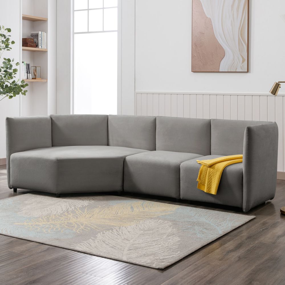 Mjkone 3-Piece Free Combination Curved Modular Sectional Sofa