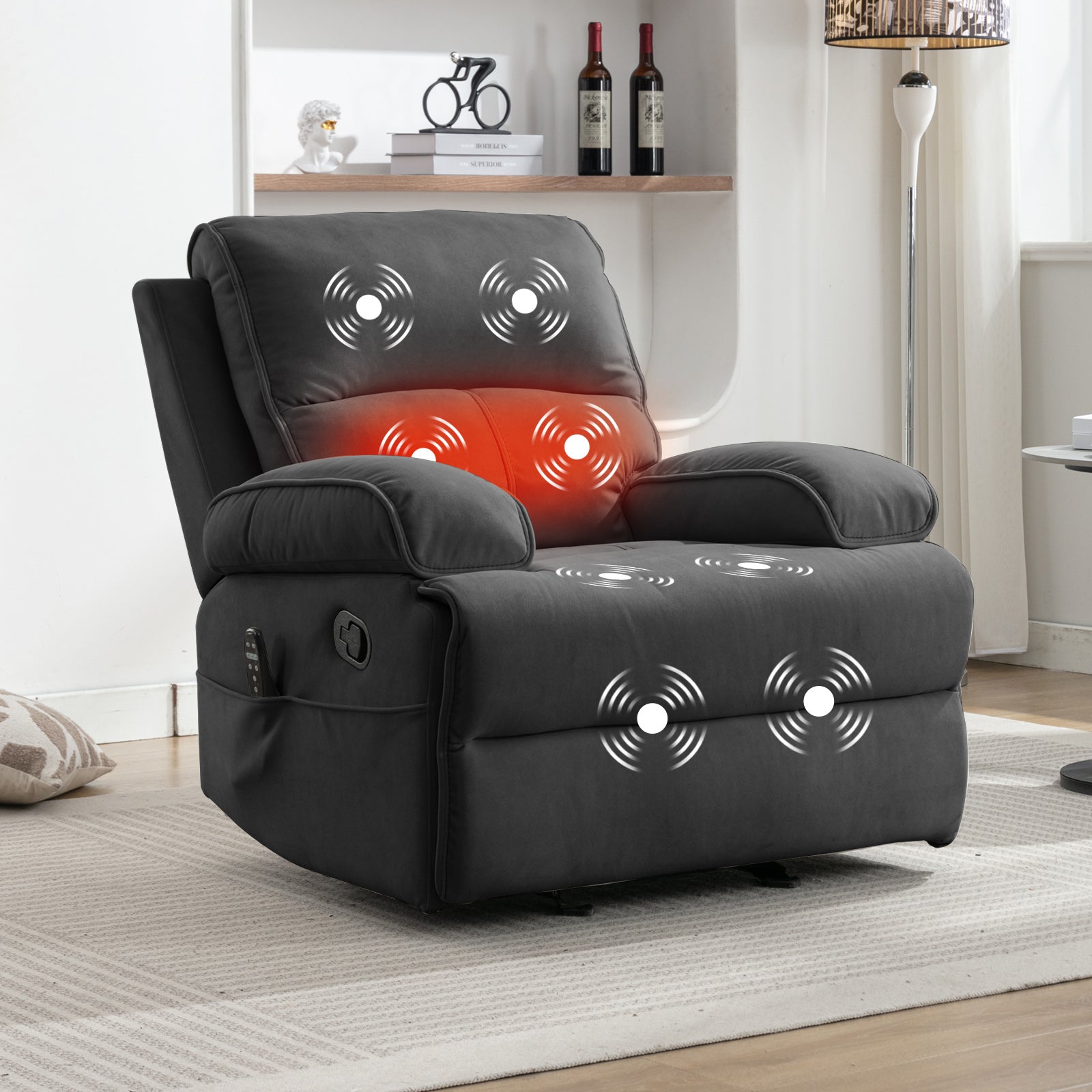 Mjkone Recliner Chair for Adults, Baby Velour Fabric Reclining Sofa Chair with Heat Vibration Function, Lazy Sofa Lift Chair, Oversized Glider Massage Mjkone Recliner Chair for Adults, Baby Velour Fabric Reclining Sofa Chair with Heat Vibration Function, Lazy Sofa Lift Chair, Oversized Glider Massage