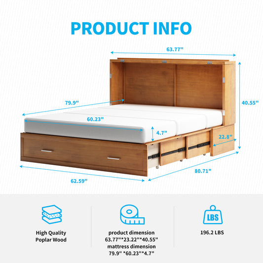 Mjkone USB Murphy Cabinet Bed With Foldable Foam Mattress