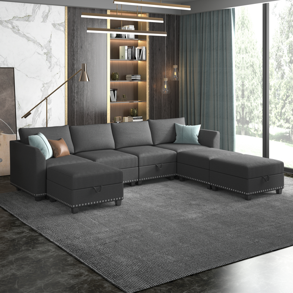 Mjkone Modern Sectional Sofa Set with Recliners for Sale