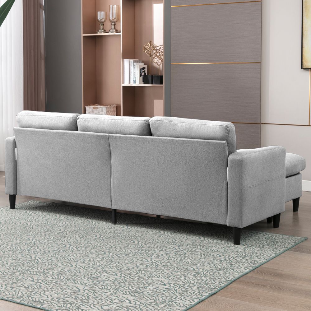 Mjkone 3-Seater Convertible Sectional Sofa with Storage Ottoman
