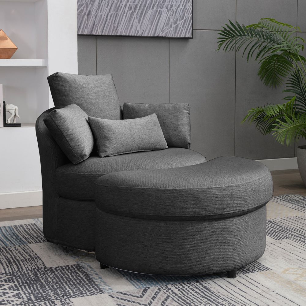 Mjkone Accent Swivel Chair Sofa with Storage Ottoman