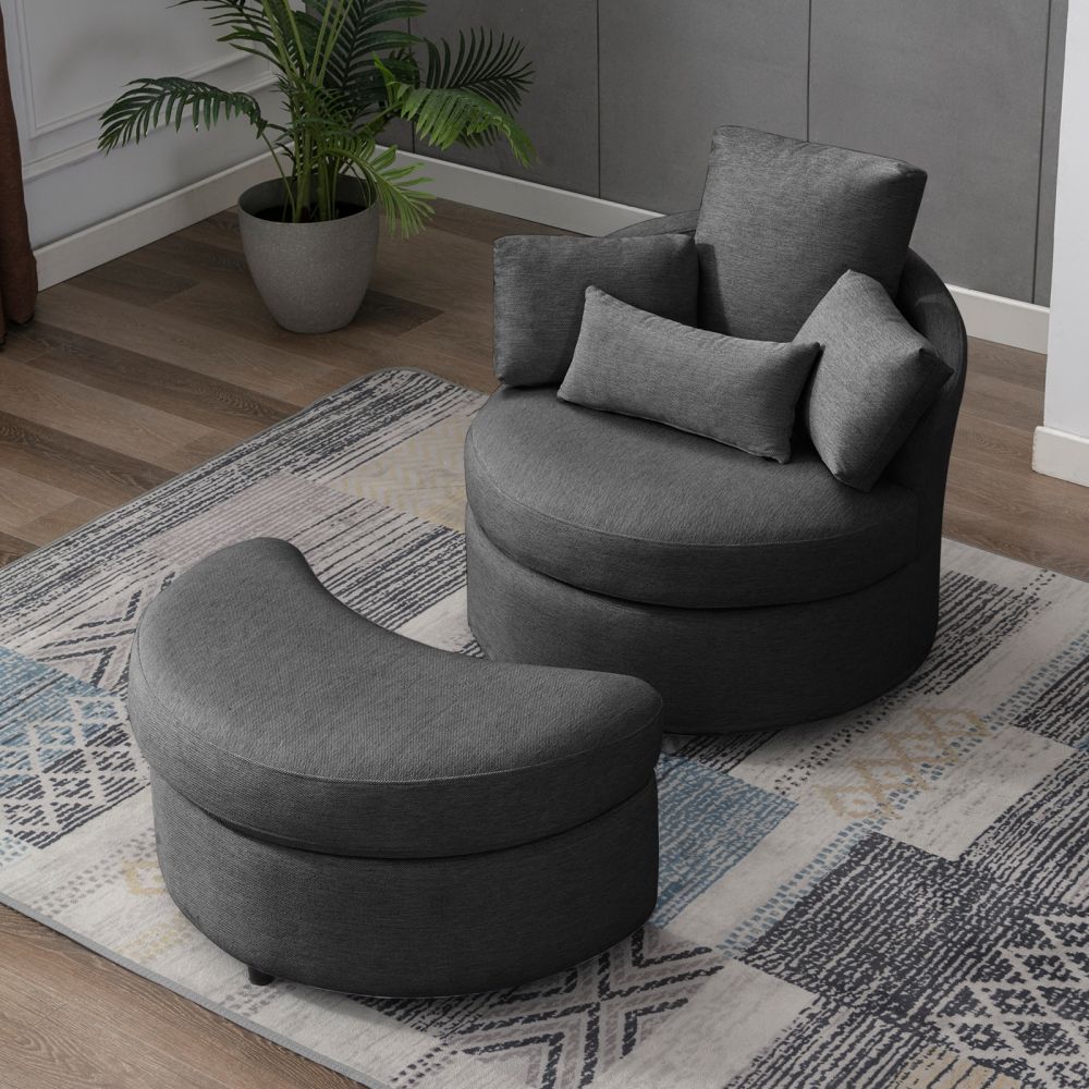 Mjkone Accent Swivel Chair Sofa with Storage Ottoman