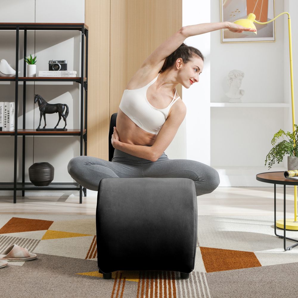Mjkone Curved Chaise Lounge Velvet Yoga Chair