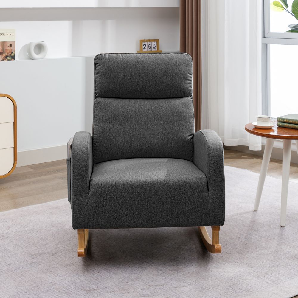 Mjkone Linen Upholstered Nursery Rocking Chair