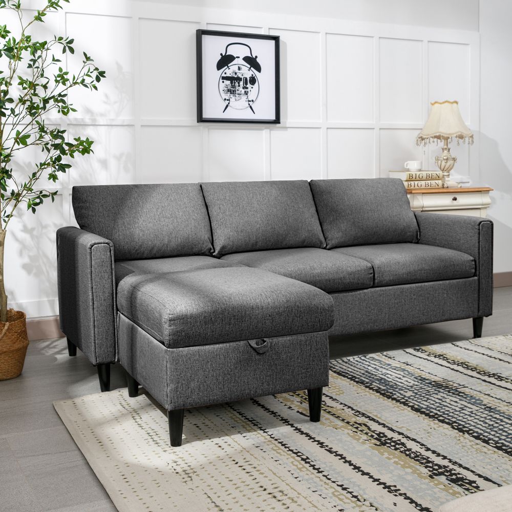 Mjkone Modern L Shaped Convertible Sectional Sofa with Ottoman