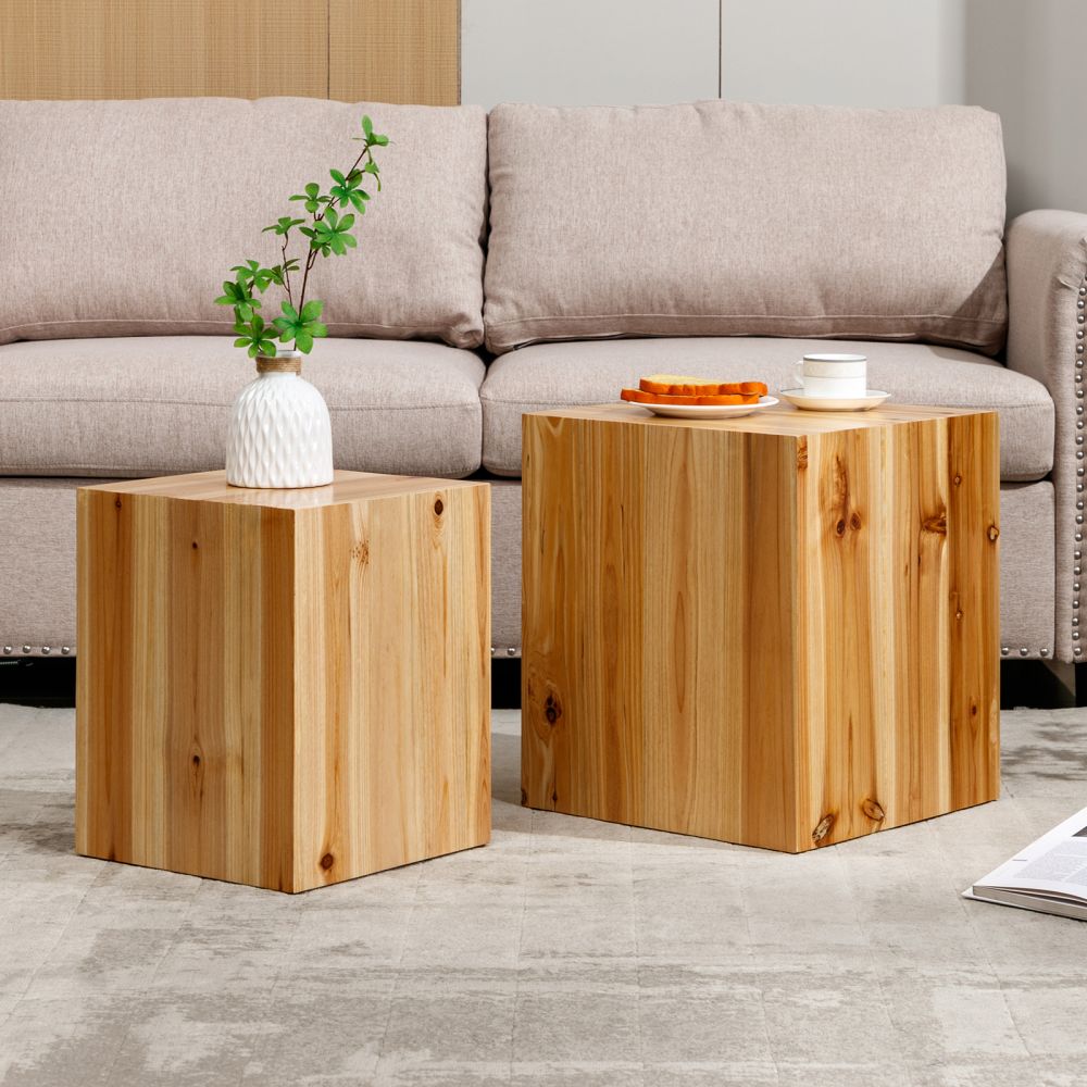 Mjkone Modern Wood Coffee Table Set of 2