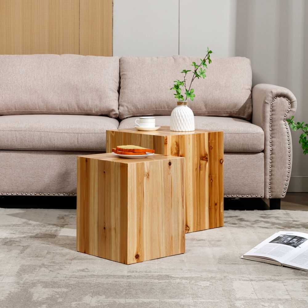 Mjkone Modern Wood Coffee Table Set of 2