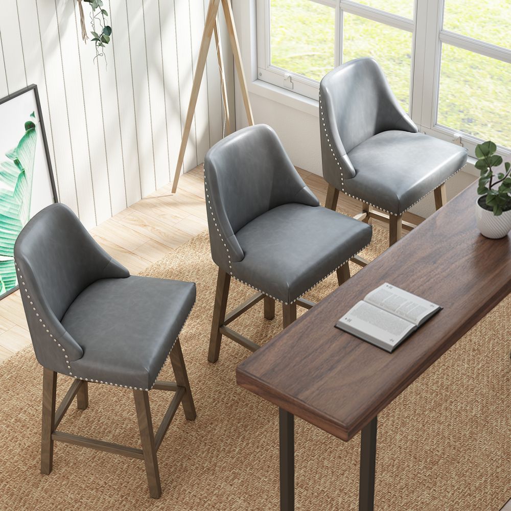Mjkone Faux Leather 360° Free Swivel Barstool Chair