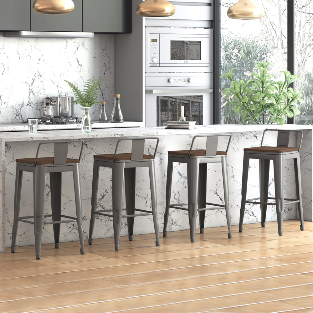 Mjkone Stackable Kitchen Metal Bar Stools Set of 4