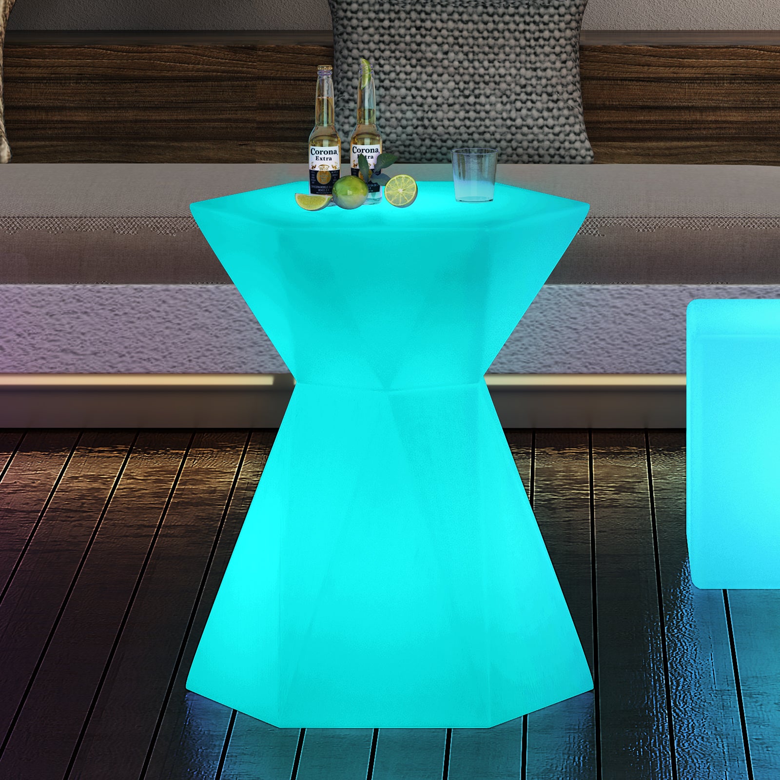 Mjkone Changing Colors LED Cocktail Table with Slim Waist, 20" Light Up Wine Table Cordless LED Cocktail Table, Rechargeable Light Up Pub Table for Party, Home Patio Pool Ambiance LED Furniture