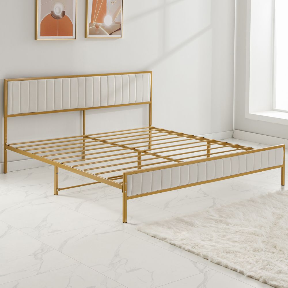 Mjkone Upholstered Bed Frame with Channel Tufted Headboard