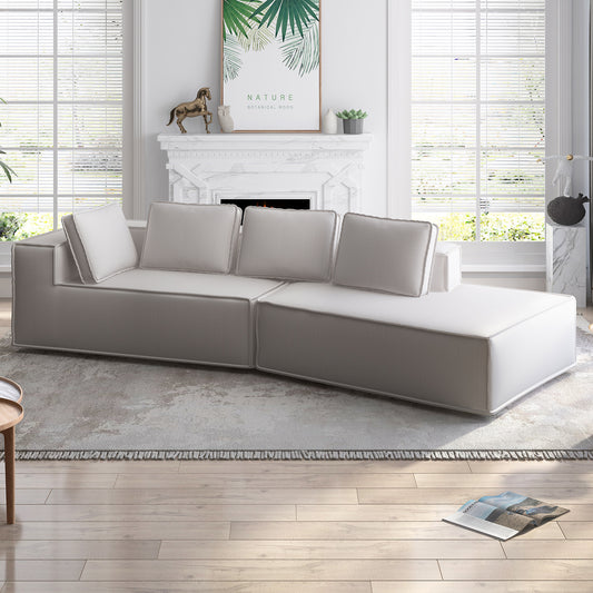 Mjkone 122'' Convertible Sectional Sofa, Oversized Sleeper Couch, Curved Modern Sofas for Living Room