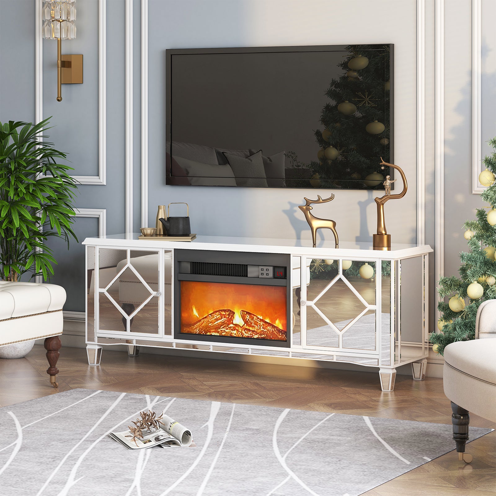 Color changing fireplace tv shop stand