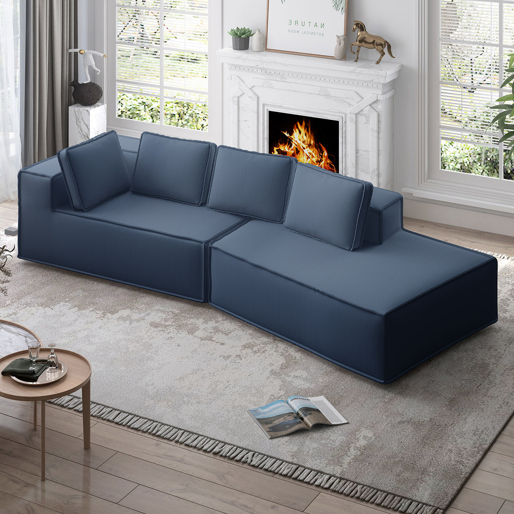 Mjkone 122'' Convertible Sectional Sofa, Oversized Sleeper Couch, Curv