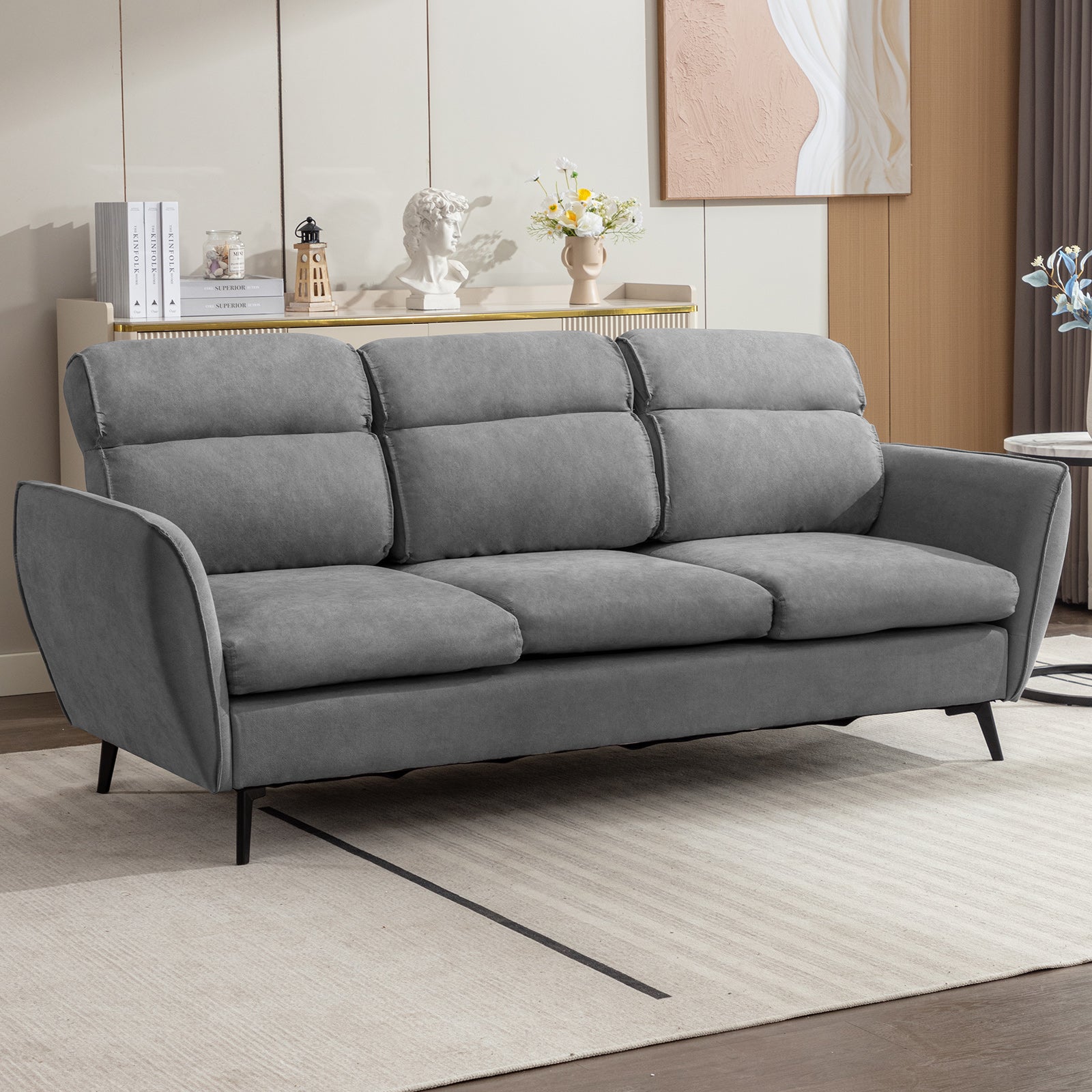 Grey fabric discount 3 seater sofa