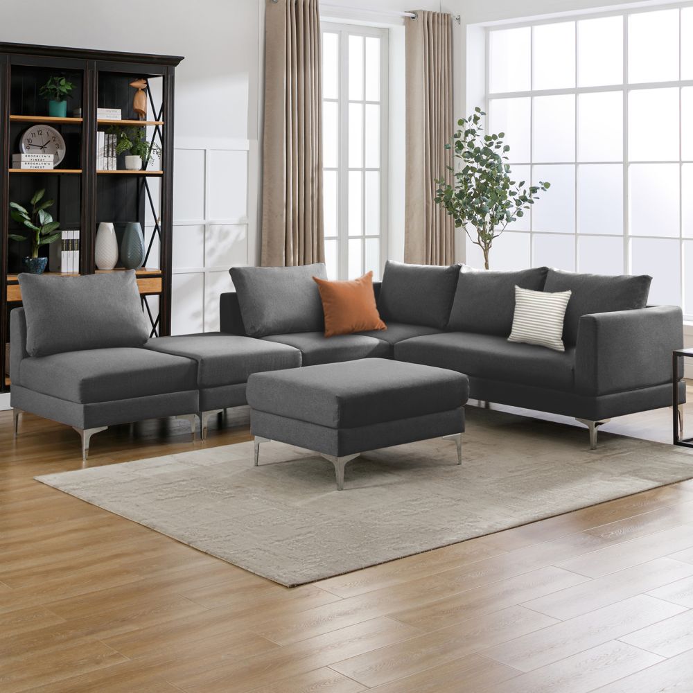 Mjkone 5-Seat Modular Sectional Sofa With 2 Ottomans and Cushions