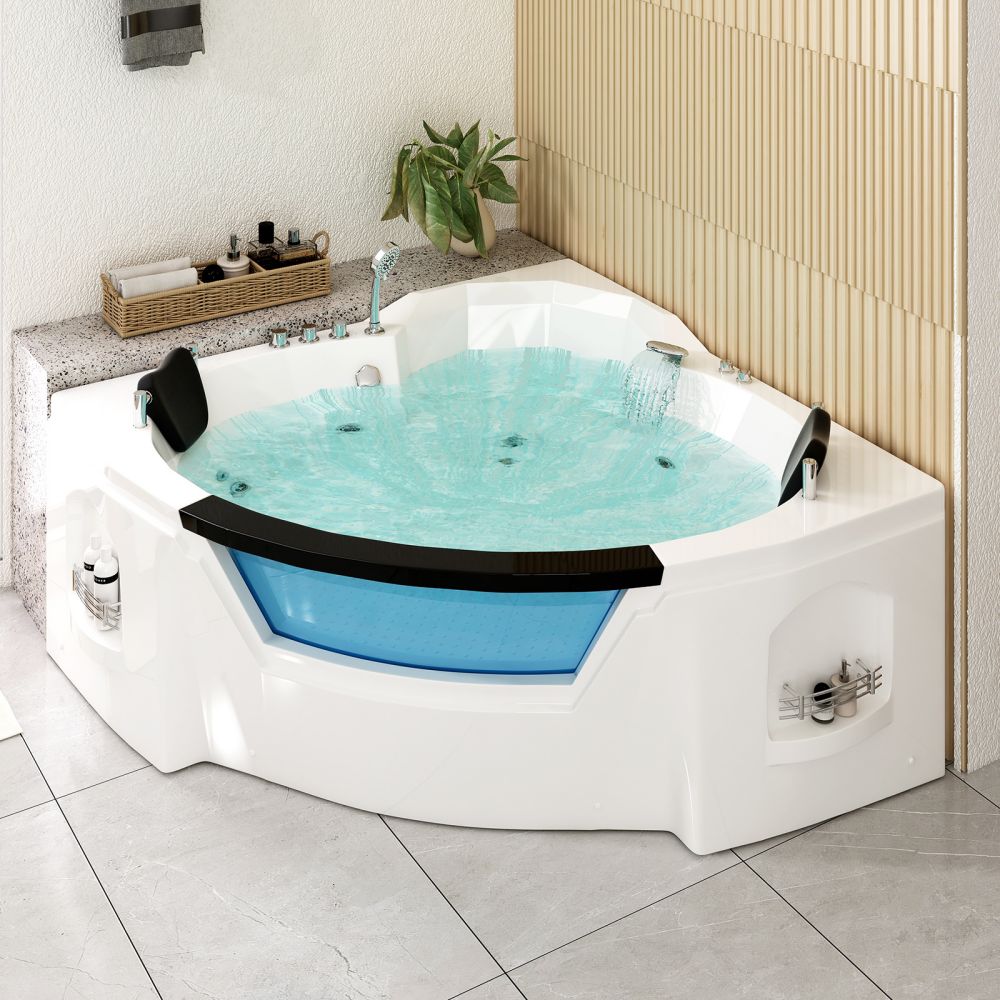 Mjkone Walk-In Freestanding Jetted Bathtub Jacuzzi Soaking Tub with Shower