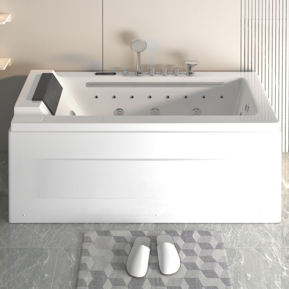 Mjkone 67" Acrylic Whirlpool Massage Bathtub with 16 LED Lights