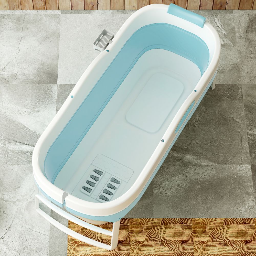 Mjkone Folding Portable Bathtub with Lid and Headrest
