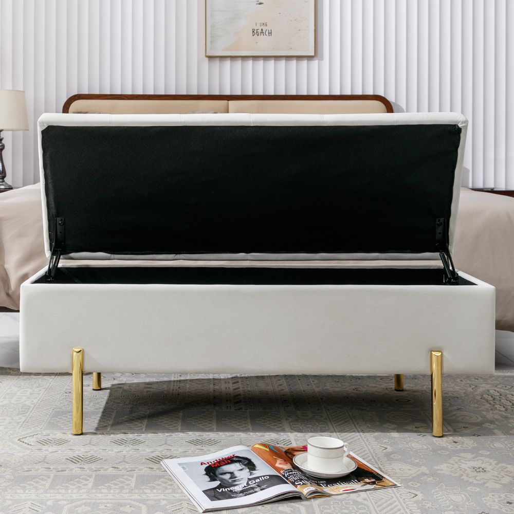 Mjkone Velvet Bed Bench Entryway Bench with Storage Space