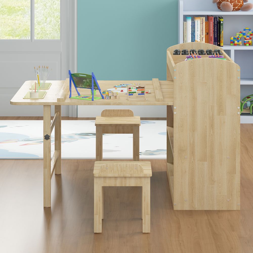 Mjkone Children Art Table and 2 Chairs Set