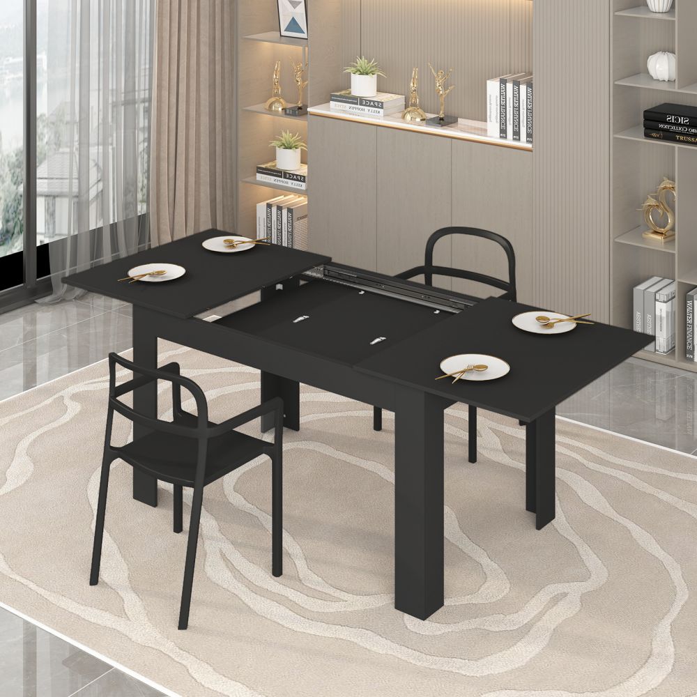 Mjkone Extendable Dining Table for 4/6 (Black, White)