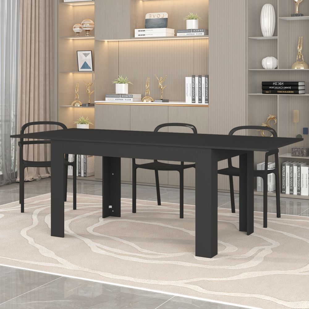 Mjkone Extendable Dining Table for 4/6 (Black, White)