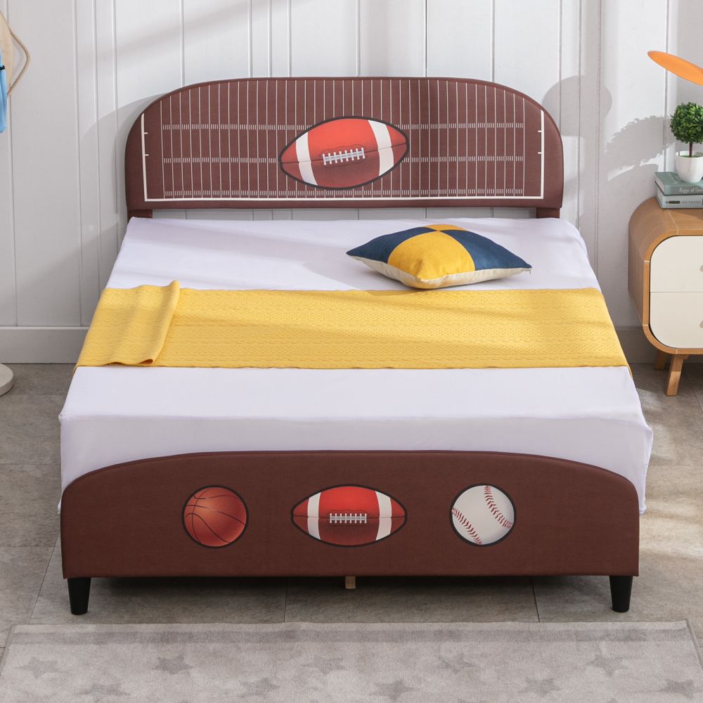 Mjkone Toddler Kids Bed with Football Design Headboard