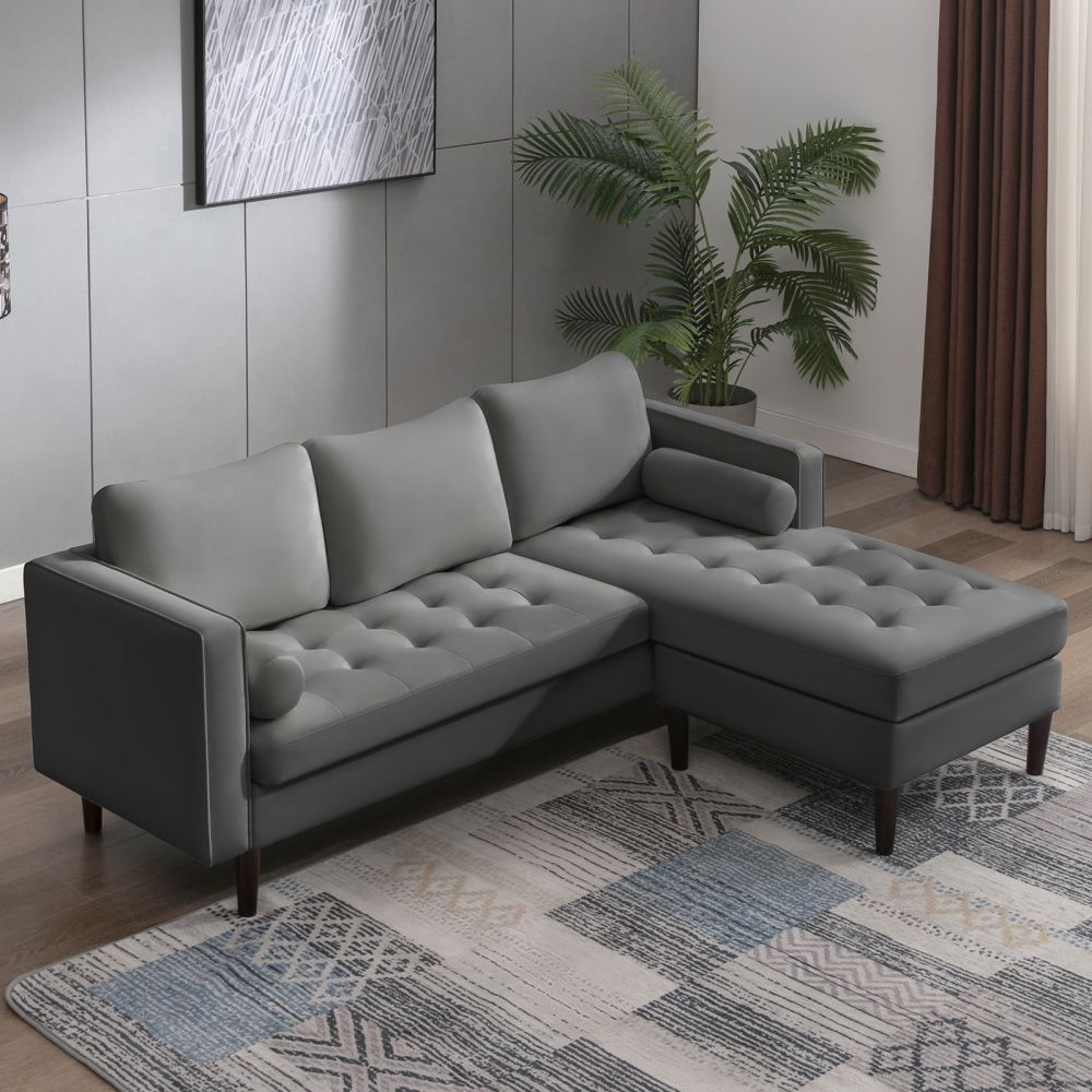 Mjkone Mid Century Reclining Loveseat Sofa for Bedroom Living Room Dark Gray