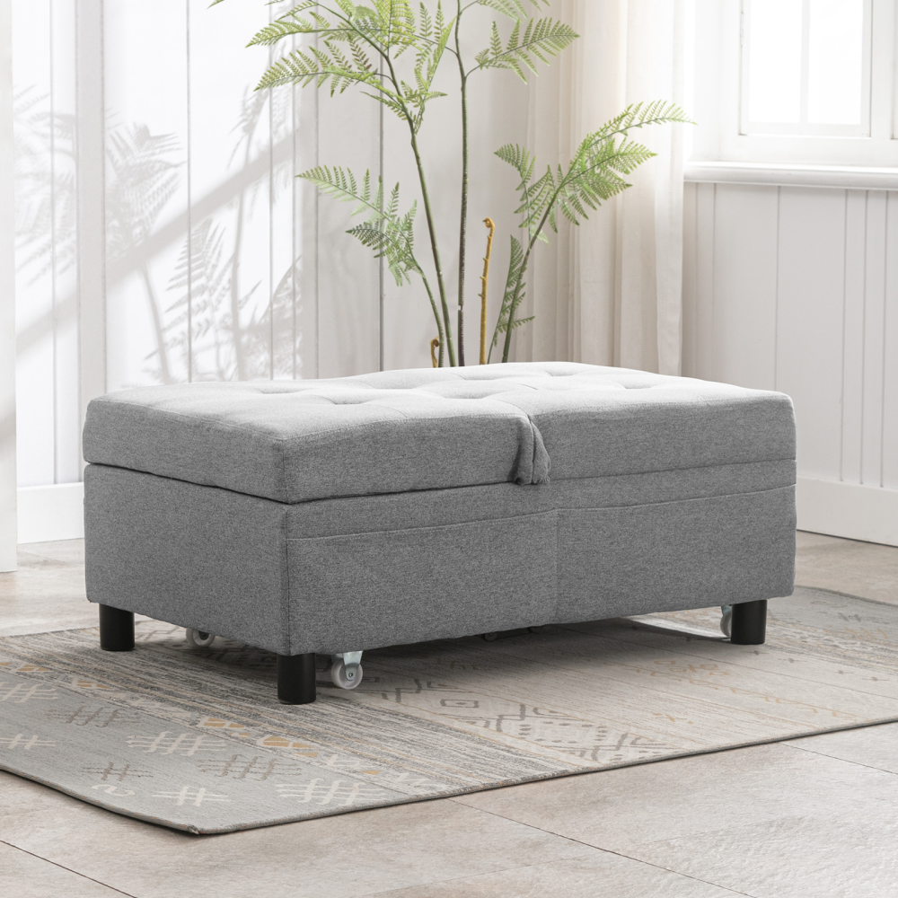 Storage ottoman with backrest deals