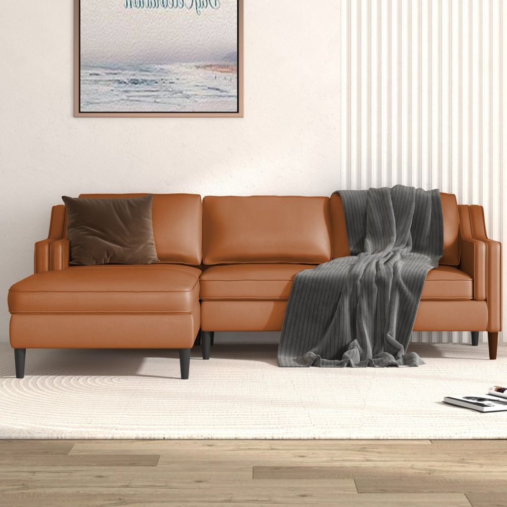 Mjkone 2-Piece Faux Leather Sectional Sofa With Ottoman