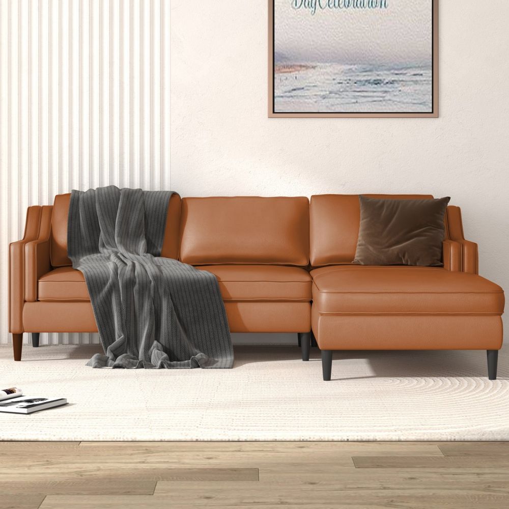 Mjkone 2-Piece Faux Leather Sectional Sofa With Ottoman