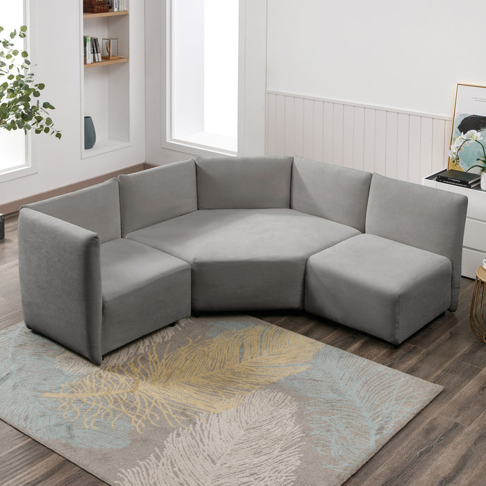 Mjkone Free Combination Curved Modular Sectional Sofa Couch